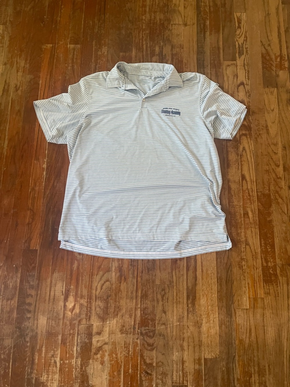 Vineyard Vines White and Light Blue Striped Polo Shirt